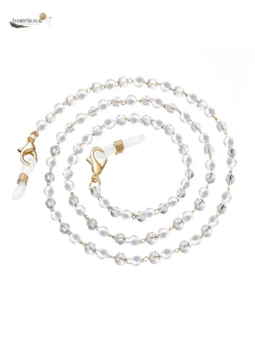 Crystal Beaded Eyeglass Chain with Pearl Sunglasses Mask Lanyard
